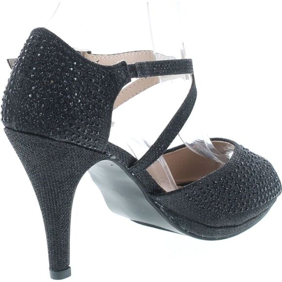 Bella Marie Women's Peep Toe Dance Sandals - Rhinestone Glitter 4 Inch Heels